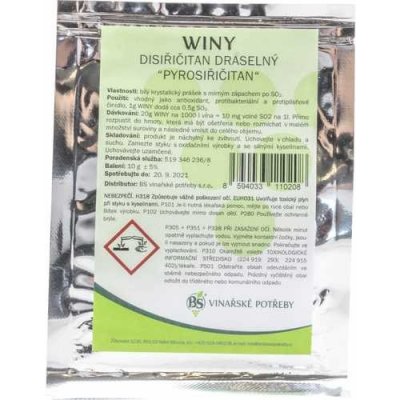 Privos Winy disiřičitan draselný pro potraviny konzervant E 224 10 g – Sleviste.cz