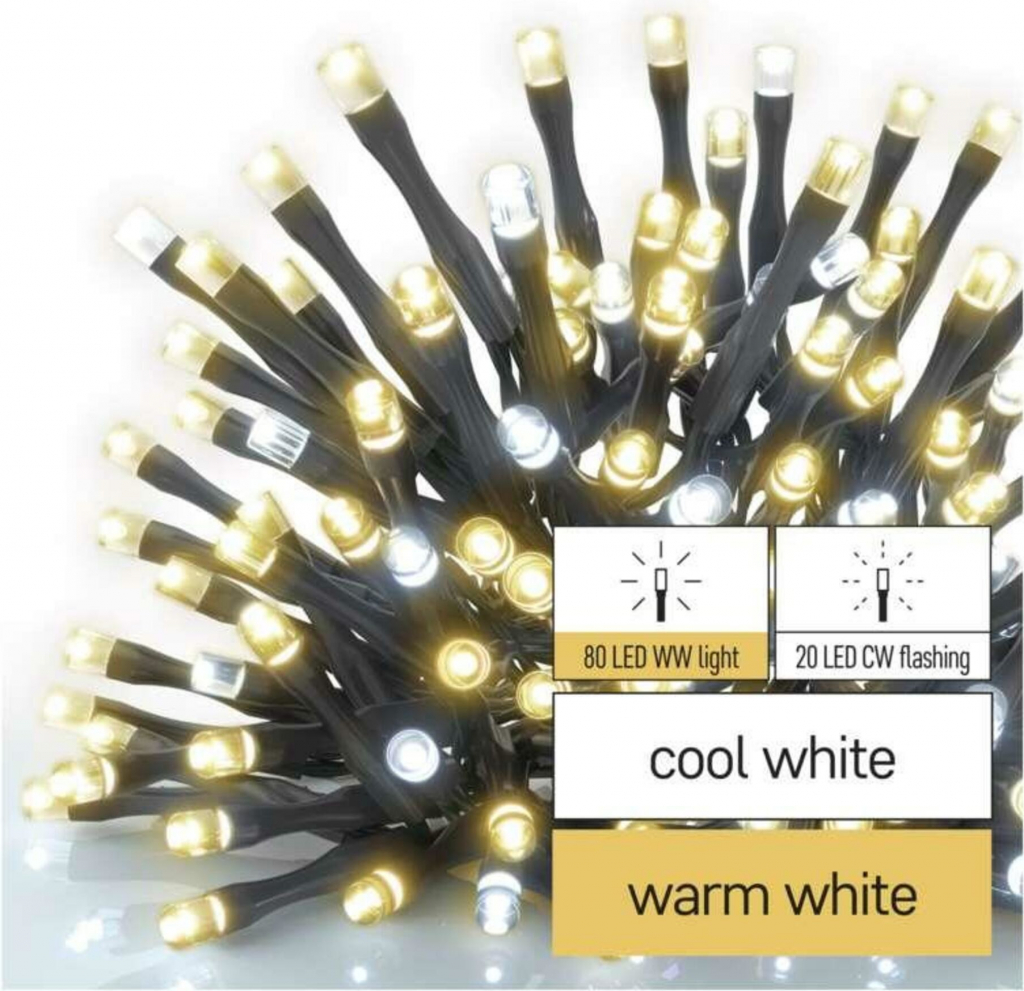 Emos D1AN02 Standard LED spojovací vánoční řetěz blikající 10 m venkovní teplá studená bílá