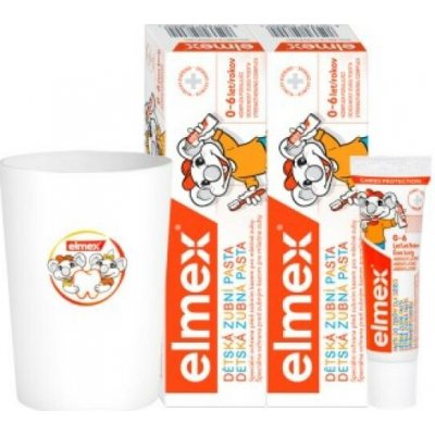 Elmex Dětská 2 x 50 ml + pohárek + vzorek zubní pasty – Hledejceny.cz