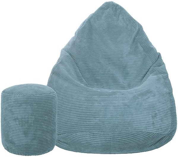 TopKing Sedací vak + podnožník XL manšestr Lincoln světle modrý 125 cm