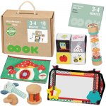 Woopie green montessori box XXL 6 v 1 senzorické a vzdělávací hračky FSC pro miminka 3 – 4 měsíce – Sleviste.cz