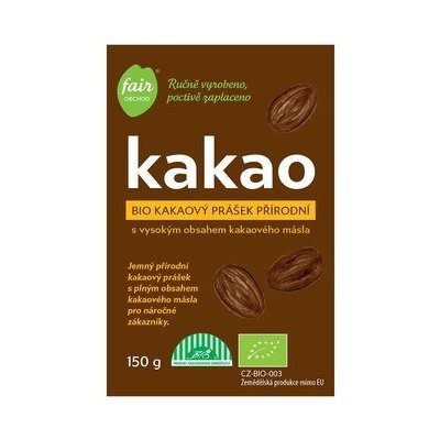 Fairobchod Bio kakaový prášek plnotučný přírodní z Dominikánské republiky 150 g