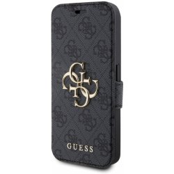 Pouzdro Guess PU 4G Metal Logo Book iPhone 15 Pro Max šedé