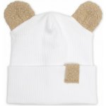 Baby Nellys Dvouvrstvá žebrovaná čepička s oušky boucle medvídek bílá – Hledejceny.cz