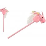 Kůň jednorožec na tyči plyš 80cm na baterie se zvukem Teddies růžový v sáčku – Hledejceny.cz
