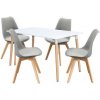 Jídelní stůl IDEA nábytek Jídelní stůl 140 x 80 QUATRO bílý + 4 židle QUATRO šedé