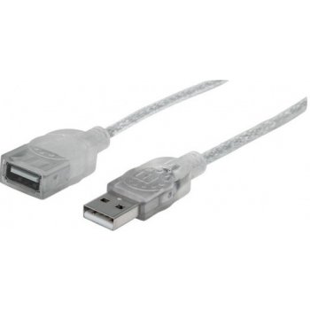 Manhattan 340496 USB 2.0, A-A M/F 3m, stříbrný