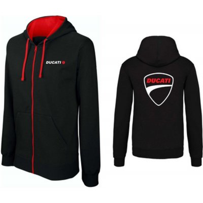 MOTO TRIKA Na zip s kapucí a motivem Ducati černá – Zboží Mobilmania