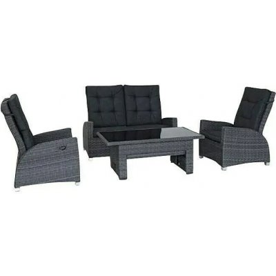 Sunfun Malaga Set lounge nábytku XL, 4 díly, polyratan, kov, sklo, antracit 14503