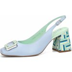 ETIMEĒ dámské kožené lodičky s otevřenou patou modré – Sleviste.cz