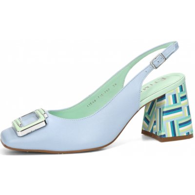 ETIMEĒ dámské kožené lodičky s otevřenou patou modré – Sleviste.cz