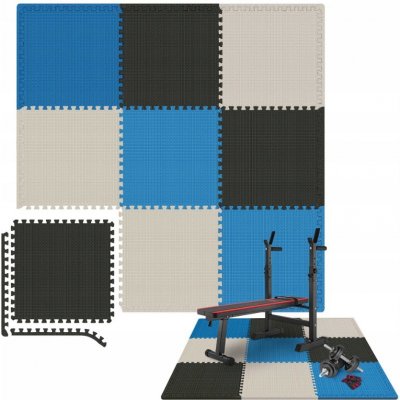Divio Pěnové puzzle do fitness a bazénu 9 ks 180 x 180 x 1 cm černo-bílo-modré – Zboží Mobilmania