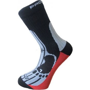 Progress MERINO turistické ponožky černá šedáčervená