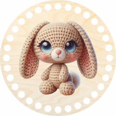 Woody Crafts Dno, víko, kruh 15 cm, Háčkovaný králíček – Sleviste.cz