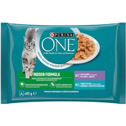 Purina One Indoor tuňák a telecí 4 x 85 g