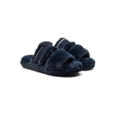 Tommy Hilfiger bačkory Fur Basics Slipper FW0FW08343 tmavomodrá – Zboží Mobilmania