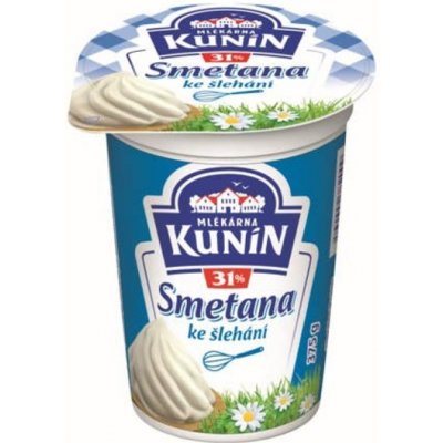 Mlékárna Kunín Smetana ke šlehání 31% 375 g – Zboží Dáma