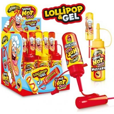 Johny Bee Squeeze Hot Dog lízátko s gelem 80 g – Hledejceny.cz