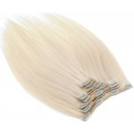 Clip in vlasy k prodloužení 50cm 100% lidské REMY platinová – Zboží Dáma