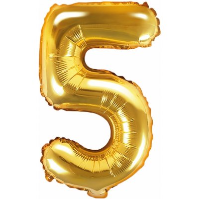 PARTYDECO Balón foliový číslice ZLATÁ 35 cm 5 NELZE PLNIT HELIEM – Zboží Dáma