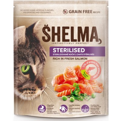 Shelma bezobilné STERILLE granule s lososem pro dospělé kočky 750 g