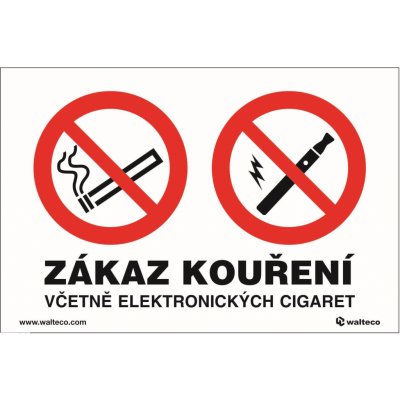 Walteco Zákaz kouření včetně elektronických cigaret, 150x100mm, samolepka Množství: 10 ks , 20784BP2 – Hledejceny.cz