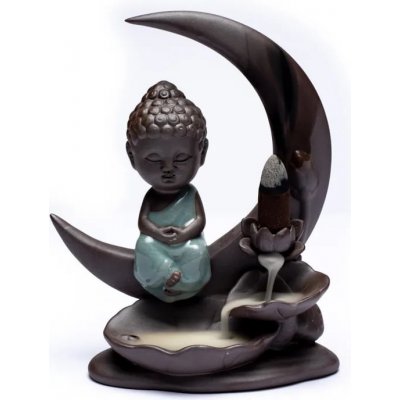 Ancient Wisdom Stojánek na vonné kužely pro tekoucí dým Buddha a měsíc – Zboží Dáma