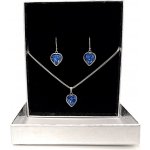 Stainles Steels set náušnice a řetízek z chirurgické oceli SRDCE tmavě modré OS03 – Zboží Dáma