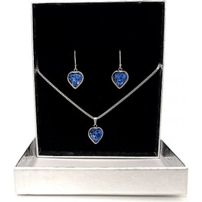 Stainles Steels set náušnice a řetízek z chirurgické oceli SRDCE tmavě modré OS03 – Zboží Dáma