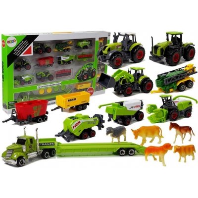 Lean Toys Sada zemědělských vozidel traktory přívěsy s figurkami zvířat