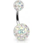 Šperky4U piercing do pupíku kulička Swarovski krystaly duhová BS01021-AB – Zboží Mobilmania