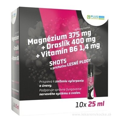 PLUS LÉKÁRNA Magnézium + Draslík + Vitamin B6 SHOTS lesní plody 10 × 25 ml – Hledejceny.cz