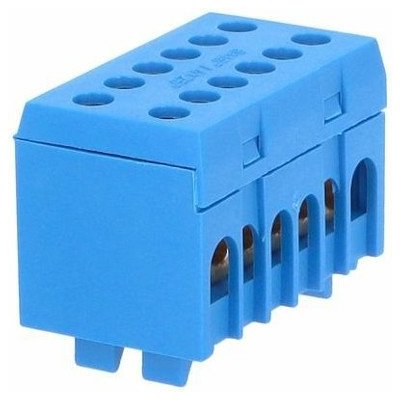 Pollmann Elektrotechnik 1001112 Můstek N 8+4 (svork.8x16mm2, 4x25mm2) krytý dvouřadý, IP20, modrý, 130A, na DIN, – Zbozi.Blesk.cz