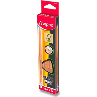 Maped Black´Peps s pryží tvrdost 2H 51723 12 ks – Hledejceny.cz