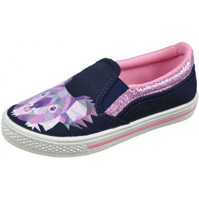 Plátěnky bačkory tenisky slip on Skarpol Kleo 176-24 černorůžové s pandou – Zboží Dáma