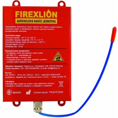 FirexLion 180 – Automatické aerosolové hasicí zařízení pro Li-ion baterie a uzavřené prostory FirexLion 180 - PŘEDOBJEDNÁVKA dodání do 31. března Kód: 27801 – Zboží Dáma
