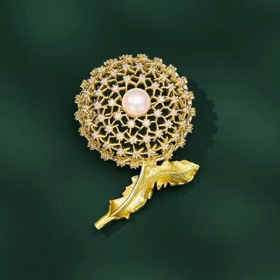 Éternelle Luxusní brož Pampeliška se zirkony a sladkovodní perlou B7388-XR12141A Zlatá – Sleviste.cz