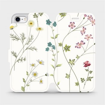 Pouzdro Mobiwear Flipové Apple iPhone SE 2020 / SE 2022 - MD03S Tenké rostlinky s květy