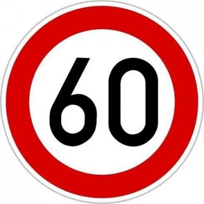 Dopravní Značka B20a 500 mm Nejvyšší dovolená rychlost Rychlost: 60km/h – Sleviste.cz