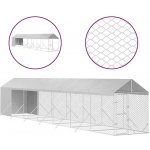 Shumee Venkovní psí kotec se střechou stříbrný 200 x 1400 x 250 cm ocel – Zboží Dáma