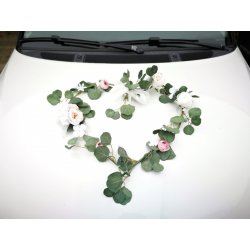 Srdce na auto eukalyptové růžové - 45 cm