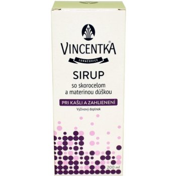 Vincentka Sirup s jitrocelem a mateřídouškou sirup na vlhký kašel a zahlenění 200 ml