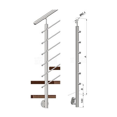 Zábradlí na schody - sloupek s bočním kotvení, 6 prutů vnějších, EB1-BHP6-2 – Hledejceny.cz