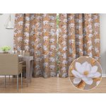 Biante Bavlněný závěs Sandra SA-717 Bílé květy magnolie na hnědošedém 150x190 cm – Hledejceny.cz