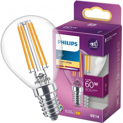 Philips 8718699762292 LED žárovka 1x6,5W E14 806lm 2700K teplá bílá, čirá, EyeComfort – Sleviste.cz