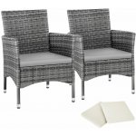 tectake 404551 2 zahradní židle ratanové vč. 4 povlaků - šedá/světle šedá – Hledejceny.cz