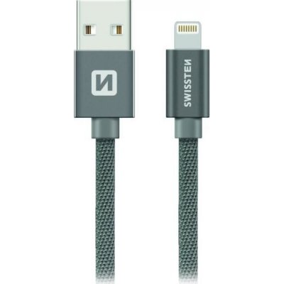 Swissten 71524202 USB 2.0 typ A na Lightning, USB 2.0, zástrčka A - zástrčka Lightning, MFi, opletený, 1,2m, šedý – Zboží Mobilmania