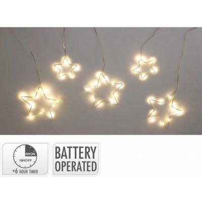 Koopman Světelný závěs na baterie hvězdy 45 LED teplá bílá, průhl. kabel, 1,2 m – Hledejceny.cz