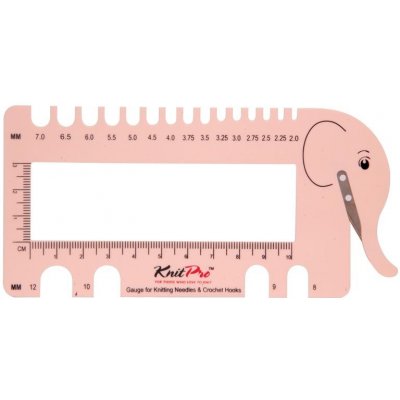 Knitpro měřič velikosti jehlic a háčků slon růžový – Zboží Mobilmania