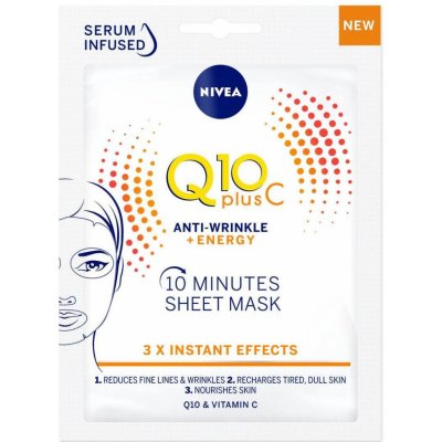 Nivea Q10 Plus C Anti-Wrinkle + Energy 10 minutová textilní pleťová maska 1 ks – Zbozi.Blesk.cz